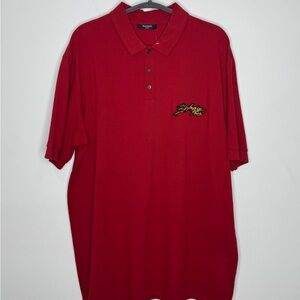 Balmain Pique Cotton Bulky Logo Polo Shirt Red Men’s Large